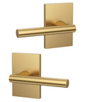 Champagne Bronze Dummy Interior Door Handles 1 Pack, Non Functional Decorative Hardware for Interior Doors, Easy Install, Dope Finish, Durable, Modern Home Renovation Upgrade, Safe, Stylish, Budget Friendly, two dummy levers on square plates