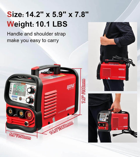 Dual Voltage 110 Volt 220 Volt 145 Amp MIG TIG Stick Welder 3 In 1 Flux Core Gasless Welder With LCD Inverter Portable