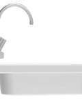 Side view of Heavy-Duty Stainless Steel NSF Commercial Hand Sink with Gooseneck Faucet, wall-mounted, 17 by 15 inches, Silver.