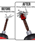 Before and after usage of Magnetic Screw Ring Set With Three Ph2 Bits And Universal Bit Holder, showing enhanced screw adhesion.