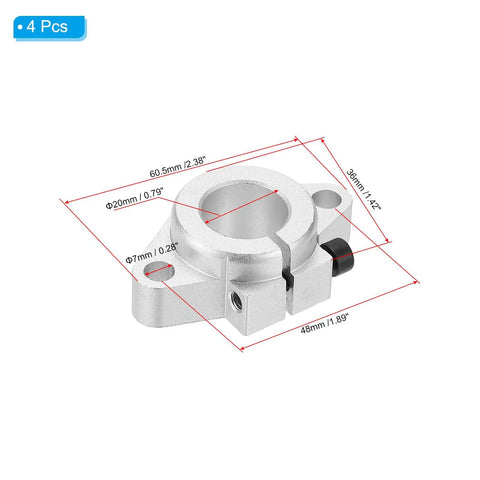 Aluminum Linear Motion Rod Rail Clamping Guide Support Set For 20mm Dia Shafts SHF20 4 Pack Durable Corrosion Resistant Shaft Guide Rails For CNC DIY Projects And Precise Motion, 20mm bore