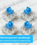 Blue 3 Pin Mechanical Keyboard Switches Kit With 90 Pcs And Switch Puller Dustproof And Waterproof Replacement Switches For DIY Keyboard Builds Clicky Feel Easy Install Great For Custom Keyboards, transparent case switches