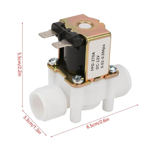 Workhorse Solenoid Water Valve 12V And 24V DC, Plastic Body, Normally Closed Magnetic Control For Drinking Water, G1/2 Port