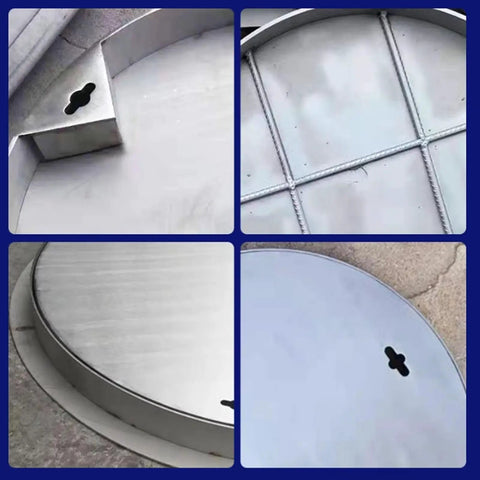 Heavy Duty Round Manhole Cover With Frame And Invisible Sewage Basin Lid, 60x60 Cm Stainless Steel, Durable Drainage Solution
