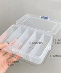 Clear See Through Plastic Storage Box For Cosmetics And Tiny Tools Handy Portable Organizer For Makeup Jewelry Screws Hardware Fishing Tackle And Craft Accessories Compact 5.5 By 3.5 By 1.3 Inch with 6 compartments.