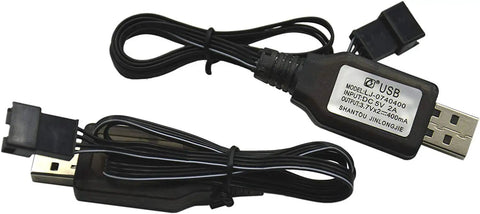 2 Pack 7.4V Battery Charger Cable With SM-4P 4-Pin Plug For 2 X 3.7V 400mA RC Boat Batteries UDI001 UDI008