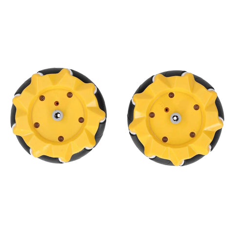 Omni Directional Mecanum Wheel Set For DIY Robot Car Projects With Grippy Rubber Coated Surface For Extra Grip Left And Right Wheel Pair