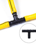 Drip Irrigation Fittings Kit With Half Inch Tubing Set 40 Pieces Of Barbed Connectors Including Tee Connector in use and detail view