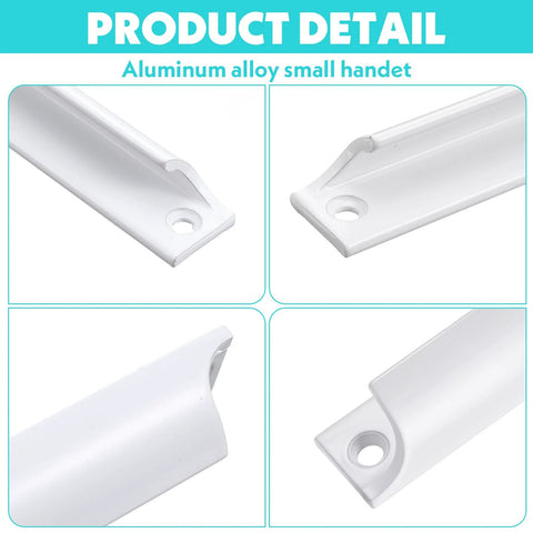 Product detail of Two Pack 3.5 Inch Cabinet Handles With Screws Finger Pulls Edge Pulls for kitchen, white aluminum design, corner views
