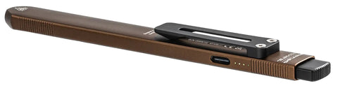 Side view of Ultra Thin EDC LED Flashlight With 500 Lumen Burst And 80 Meter Throw, showing clip and USB-C port