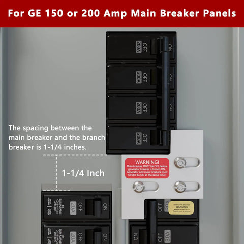 Generator Interlock Kit For 150 And 200 Amp Electrical Panels With A One And One Quarter Inch Gap installed on panel
