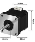 Five Pack Nema 17 Stepper Motors 17HS4401 Two Phase Bipolar 1.5A 59.5oz.in with dimensions 42x42x38mm for 3D printers