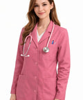 Unisex Pink Lab Coat For Men And Women Full Sleeve Medical Science Coat With Canvas Collar Support Heavy Duty Buttons