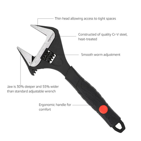 8 Inch Adjustable Plumbing Wrench With Soft Grip Wide Jaw And Metric Scale For Auto Repair And Plumbing Tasks Drop Forged Cr V Steel