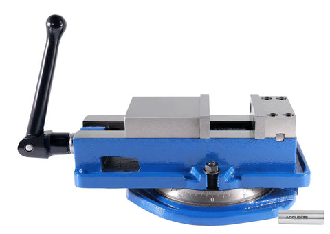 Beefy 3 Inch Heavy Duty Precision Swivel Base Milling Machine Vise With Quick Lock Hinged Handle And 3 Inch Jaw Width Blue Finish