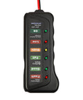 12V LED automotive battery tester with indicator lights for charge level and alternator status