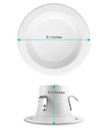 Image of 4 Inch LED Recessed Can Lights Kit With 5 Color Temp Options 2700K 3000K 3500K 4000K 5000K showing dimensions, top and side view.
