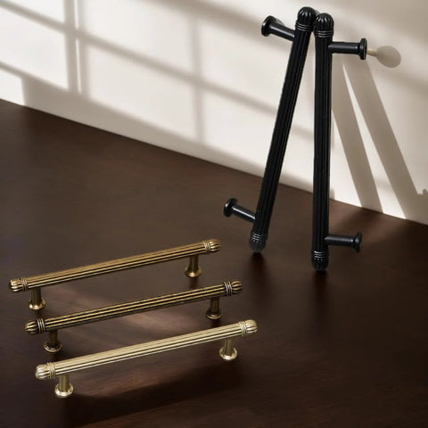 6 Pack Vintage Kitchen Cabinet Handles Antique Brass Bar Pulls With 5 Inch Hole Center, 6.77 Inch Long Drawer Pulls, Zinc Alloy Cabinet Hardware