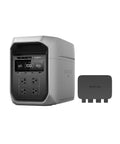 Delta 3 Max Plus Portable Power Station With 3400W X Boost Output 800W Fast Charger shown with power outlets and display