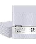 Stack of Bubble Mailers Eight Point Five By Eleven Inch Self Seal Padded Envelopes 25 Pack Grey Opaque Lightweight Shipping