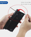 Person adjusting a 4 Pack Black Door Hinges With Automatic Closing And Spring Loaded Mechanism For 4 Inch Doors Adjustable Tension