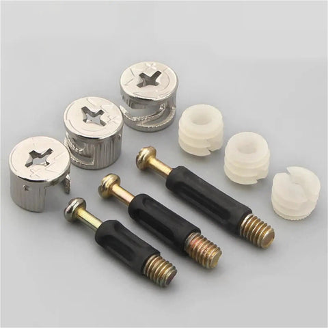 Heavy Duty Furniture Cam Lock Fasteners 100 Piece Set 6mm Male Thread 40mm Long Rust Resistant Alloy Steel Cabinet Bolts components