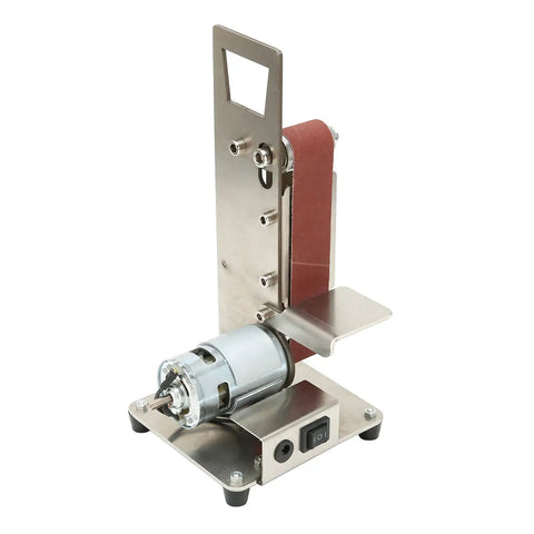 Jauarta Mini Belt Sander With Aluminum Alloy Body side view showcasing heavy duty sander for polishing and grinding metal wood plastic.