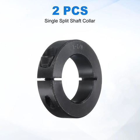 Two Piece Single Split Shaft Collar One And One Eighth Inch Bore One And Seven Eighths Inch Outer Diameter Half Inch Thick Black Oxide Lock Collar