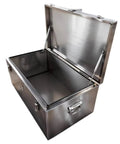 Open Heavy Duty Stainless Steel Tool Boxes With Rigid Handle And Silent Hydraulic Lids Workhorse Industrial Grade Storage For Warehouse And Construction Sites As Well As Vehicles And Home Use 150 By 50 By 50 Cm