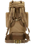 Khaki Large Capacity Outdoor Backpack For Camping And Travel Water Repellent Oxford Backpack For Men And Women rugged design back view