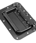 Matte black spring-loaded recessed handle with padded grip, part of Six Pack 6 By 4 Inch Spring Loaded Recessed Handles For Cabinets Boxes And Chests Matte Black Iron Pull Handles With Padded Grip Durable Alloy Metal Construction Easy To Install Recessed Mount For Case Box Chest Cabinet And Speaker Enclosures.