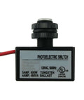 Outdoor Sensor Light Switch With Photocell For Dusk To Dawn Auto On Off 120V, heavy duty hard wired, black unit with label details