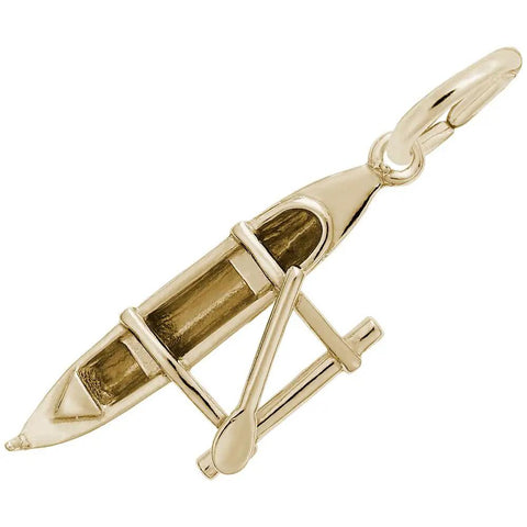 Gold Plated Sterling Silver Outrigger Canoe Charm Pendant For Necklace, Nautical Vibe Jewelry With Ocean Flair