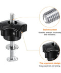 Close-up of Hardcore 5 Piece T Track Bolt And Clamping Knob Set featuring black ergonomic star knob and stainless steel hardware.