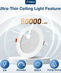 Go To 24 Pack Ultra Thin 6 Inch LED Recessed Downlights With Junction Box 5CCT Color Temperatures features overview