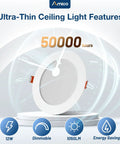 12 Pack 6 Inch Ultra Thin Led Recessed Ceiling Lights Featuring 5Cct Toggle Adjust And 1050 Lumens Each with dimmable features and energy-saving design.