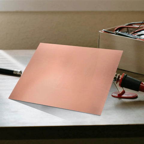 Single Sided Copper Clad PCB Laminate 1.4mm Thick Copper Plated Universal Circuit Board For Etching And DIY Prototyping Kit 20x30cm And 11.8x7.8 Inches For Easy Soldering And Circuit Projects displayed on a table.