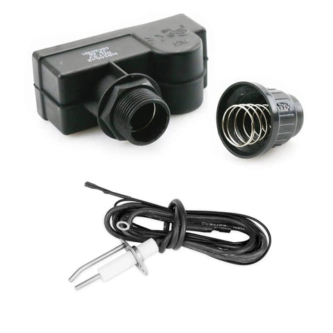 Push Button Fire Pit Igniter Kit With Dual Outlets And Ground Wire 48 Inch Electrode Ignition Cable with black components