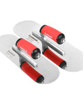 Pro Grade Stainless Steel Pool Trowel Set With Soft Grip Handles And Finishing Trowels In 16 Inch By 4 Inch And 14 Inch By 4 Inch Sizes Lightweight Alloy Mounting Round End Rust Resistant displayed side by side.