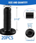 1/4-20 By 2-1/2 Inch Flat Head Socket Screws For Furniture And Woodworking, 20 pack with size and dimensions displayed