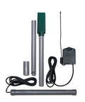 FM130 Wireless Driveway Vehicle Sensor With 100 Ft Range Hands Free Exit components including sensor, cables, and antenna