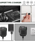 Wireless Handheld Speaker Mic For Baofeng 2 Pin Walkie Talkie USB-C charging options