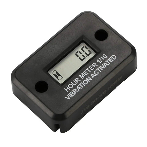 Vibration Activated Hour Meter For Gas And Diesel Engines Generators Lawn Mowers And More With Digital LCD Display No Wiring Needed Plug And Play Activation For Quick Setup And Accurate Run Time Tracking black plastic