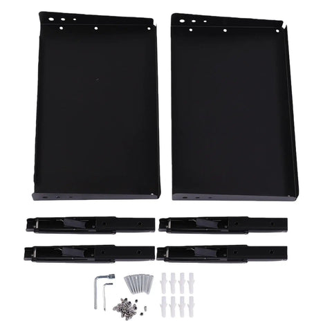 No Fuss Heavy Duty Fold Down Garage Wall Shelf Built Hella Sturdy With Alloy Steel parts including brackets and screws.