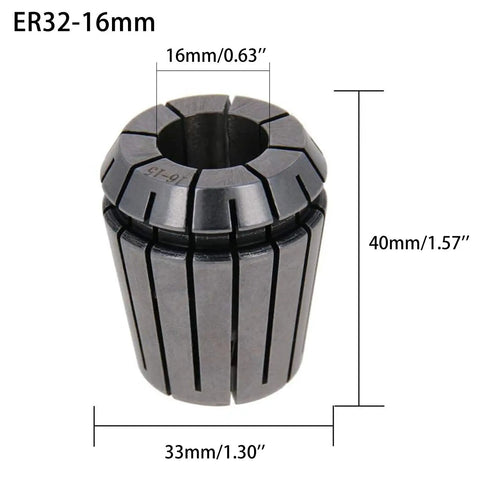 ER32 16mm Spring Collet Chuck For CNC Lathe And Milling Machine Engraving Tool Built Tough With 40Cr Steel Construction High Precision 0.015mm Durable Strong Clamping Ideal For Metalworking Milling Engraving And Tooling Up Your Setup showing size dimensions.