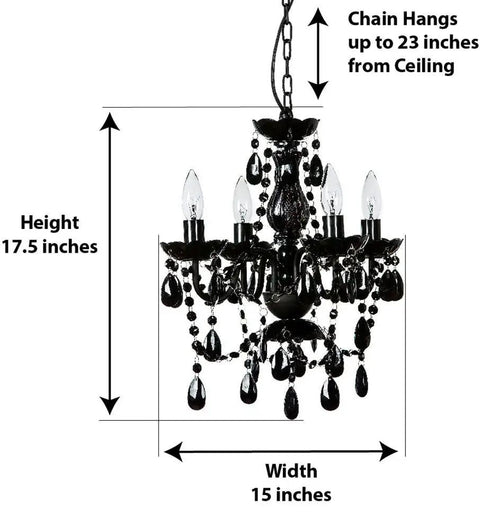 Brink House 4 Light Black Hardwire Flush Mount Chandelier With Glass Stem And Acrylic Crystals Ceiling Light Fixture For Entryway Dining Room Hallway And More Modern Black Metal Frame With Elegant Sparkle