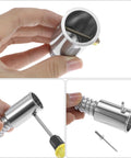 Heavy Duty Aluminum Threaded Tips For Extension Poles And Push Broom Handles, close-up of pole adapter being assembled with a screwdriver