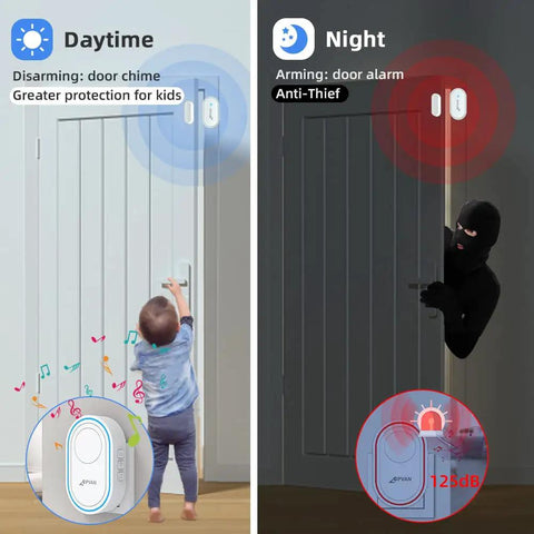 Smart Door Chime And Window Alarm Sensor With App Alerts, Remote Control, 2.4GHz WiFi Base Station Siren, Alexa Compatible For Home