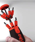 Close-up of 26InOne Ultra Driver Set 14 Piece Kit With Magnetic Bits And Precision Screwdrivers in hand
