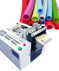 Auto Heat Shrink Tube Cutter With Digital Display, 300W Motor, precise cold cutting machine with colorful tubes.